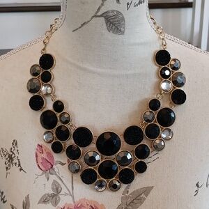 & INC Black and Gold Statement Necklace